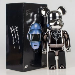 4d0c3潮Bearbrick400蠢朋克乐队DaftPun暴力熊电镀金银积木熊创意摆件