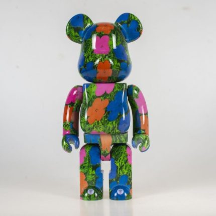 Bestselling Bearbrick 400% Andy Warhol Floral Mosaic Art Figure 11 Inch Collectible Desk Decoration for Office & Home Display