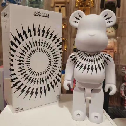 Bestselling Bearbrick 400% White Lightning Pattern Figure 11inch Office Desk Ornament