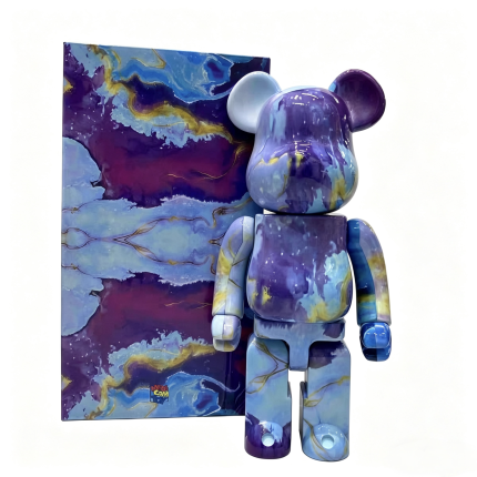 Bestselling Bearbrick 400% Purple Blue Marbling Figure 11inch Office Desk Ornament