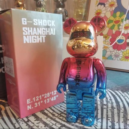 Bestselling Bearbrick 400% G-Shock Shanghai Night Gradient Electroplated Art Figure 11 Inch Collectible Desk Decoration for Office & Home Display
