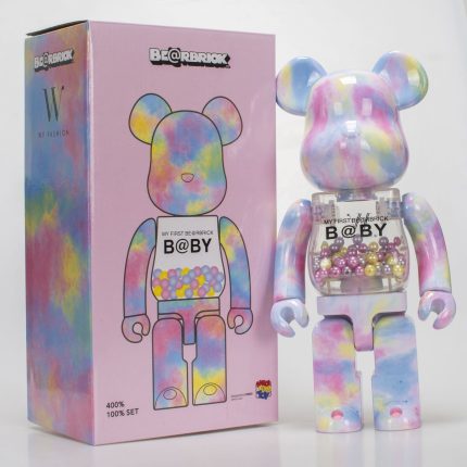 Bestselling Bearbrick 400% Baby Rainbow Tie-dye Transparent Art Figure 11 Inch Collectible Desk Decoration for Office & Home Display