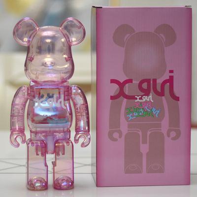 Bestselling Bearbrick 400% X-girl Light Blue Transparent Art Figure 11 Inch Collectible Desk Decoration for Office & Home Display