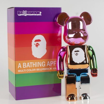Bestselling Bearbrick 400% Bape Rainbow Electroplated Art Figure 11 Inch Collectible Desk Decoration for Office & Home Display