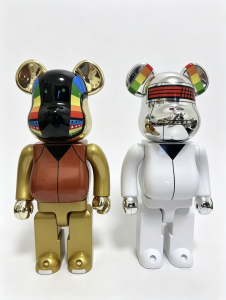 潮Bearbrick400蠢朋克乐队DaftPun暴力熊电镀金银积木熊创意摆件
