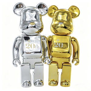 潮流Bearbrick400暴力熊电镀金银20周年积木熊样板房创意摆件