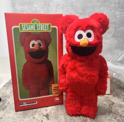 Bestselling Bearbrick 400% Sesame Street Red Elmo Flocked Figure 11 Inch Collectible Desk Decoration for Office & Home Display