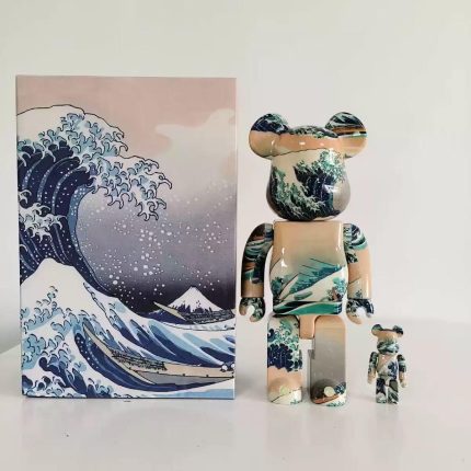 Hot Selling Bearbrick 400% + 100% The Great Wave off Kanagawa Violent Bear Figure 11 Inch Office Desktop Ornament