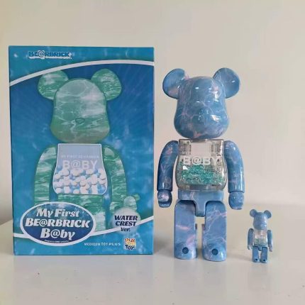 Hot Selling Bearbrick 400% + 100% My First Bearbrick Baby Blue Crystal Violent Bear Figure 11 Inch Office Desktop Ornament