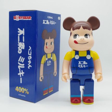 Bestselling Bearbrick 400% Blue Overalls Peko Chan Figure 11 Inch Collectible Desk Decoration for Office & Home Display