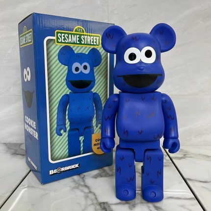 Bestselling Bearbrick 400% Blue Cookie Monster Sesame Street Figure 11 Inch Collectible Desk Decoration for Office & Home Display