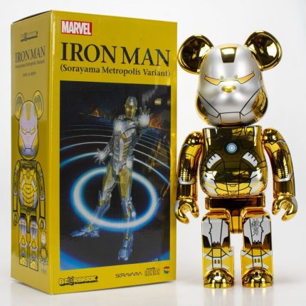 Bestselling Bearbrick 400% Gold Silver Iron Man Figure 11 Inch Collectible Desk Decoration for Office & Home Display