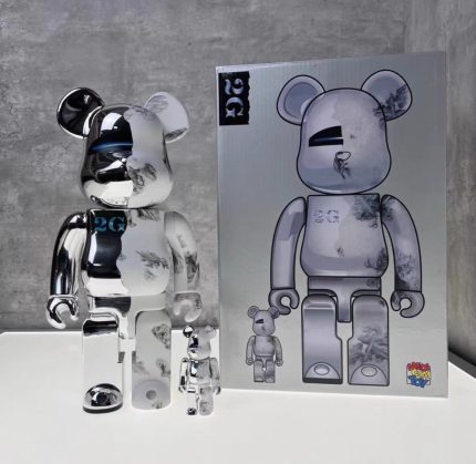 Hot Selling Bearbrick 400% + 100% X-Ray Silver Electroplated Violent Bear Figure 11 Inch Office Desktop Ornament