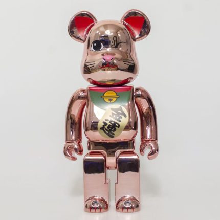 Hot Selling Bearbrick 400% Pink Electroplated Lucky Cat Violent Bear Figure 11 Inch Office Desktop Ornament