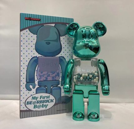 Bestselling Bearbrick 400% My First Baby Transparent Green Figure 11 Inch Collectible Desk Decoration for Office & Home Display